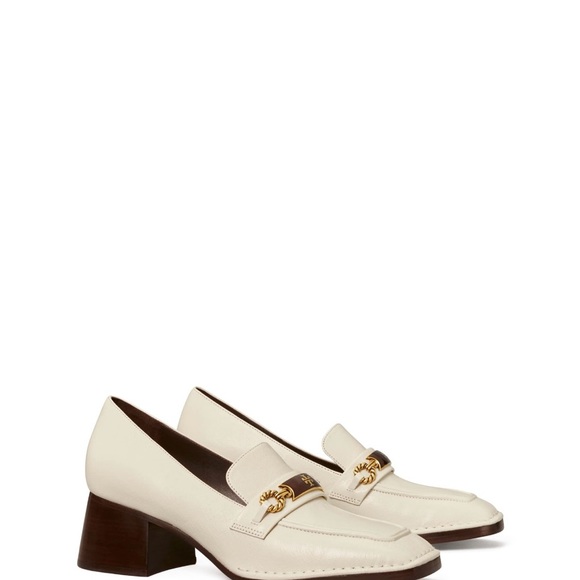 Tory Burch Ivory Leather Perrine Heeled Loafer Size 9 1/2 - Picture 4 of 9